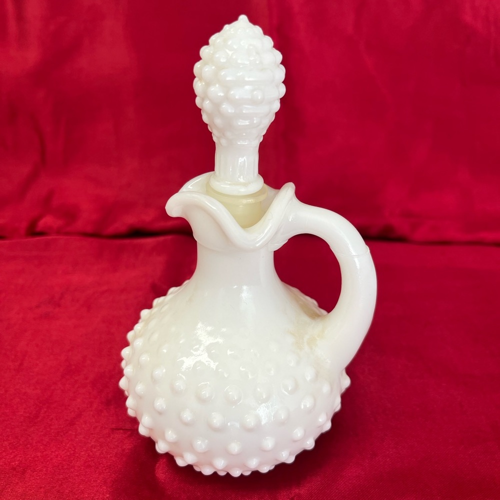 Avon Cream Hobnail Glass Bottle